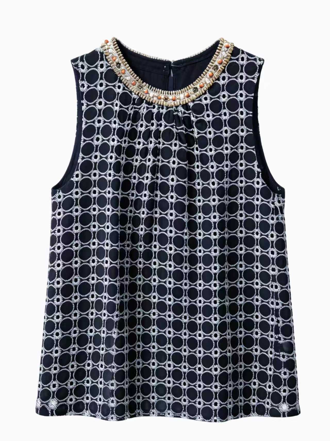  Trending Geometric Embroidered Sleeveless Top for Women AN-710021