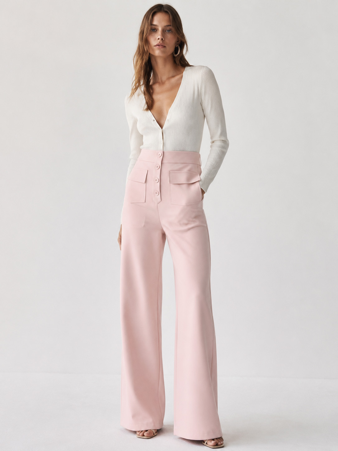Minimalist High Waist Wide Leg Trousers - Chic Daily Bottoms XW-26902