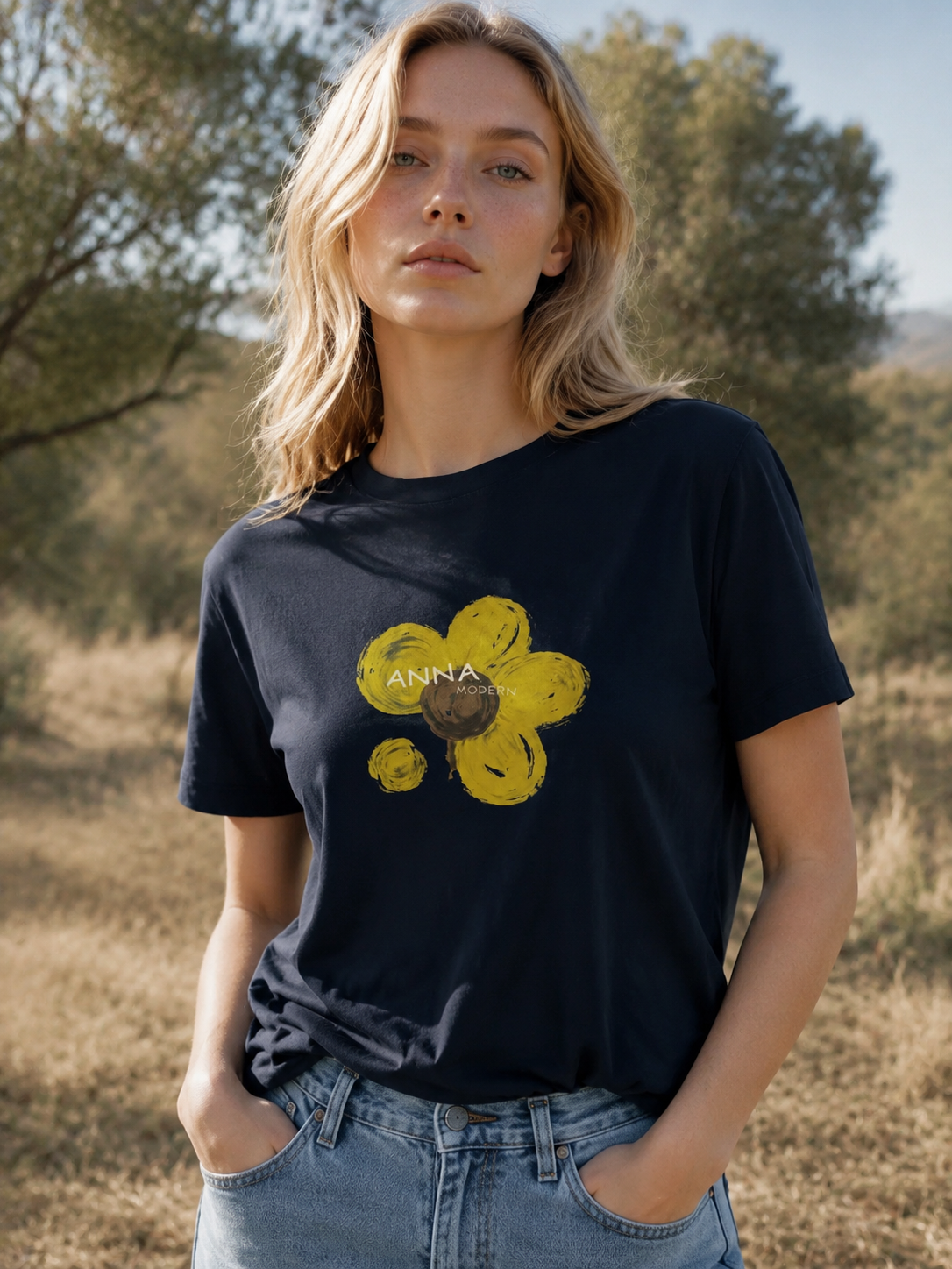 Women's Yellow Flower Graphic T-Shirt 2902