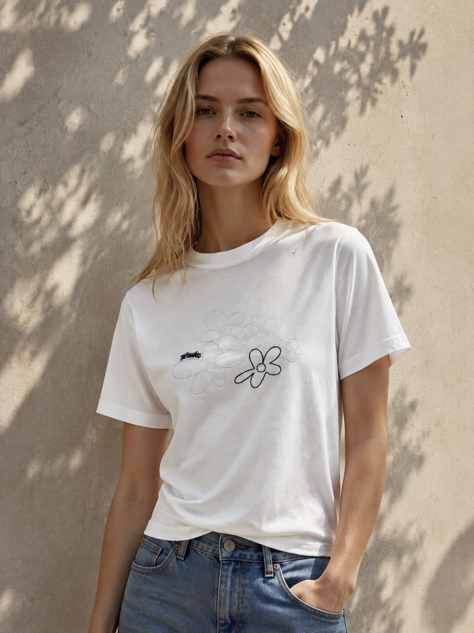 Women's Minimal Flower Line-Art T-Shirt 2904