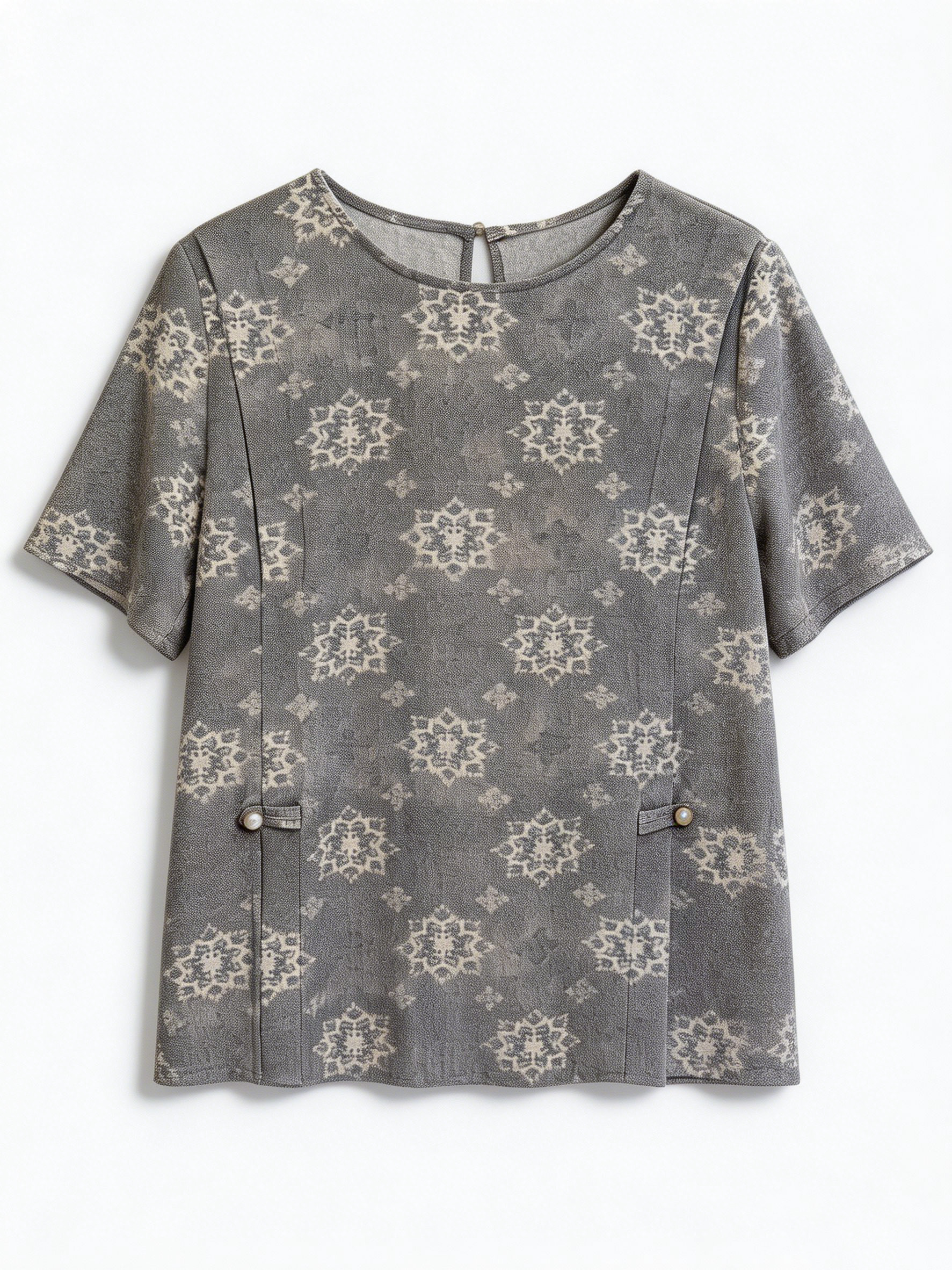Trending Linen-Blend Jacquard Blouse for Women AN-750006