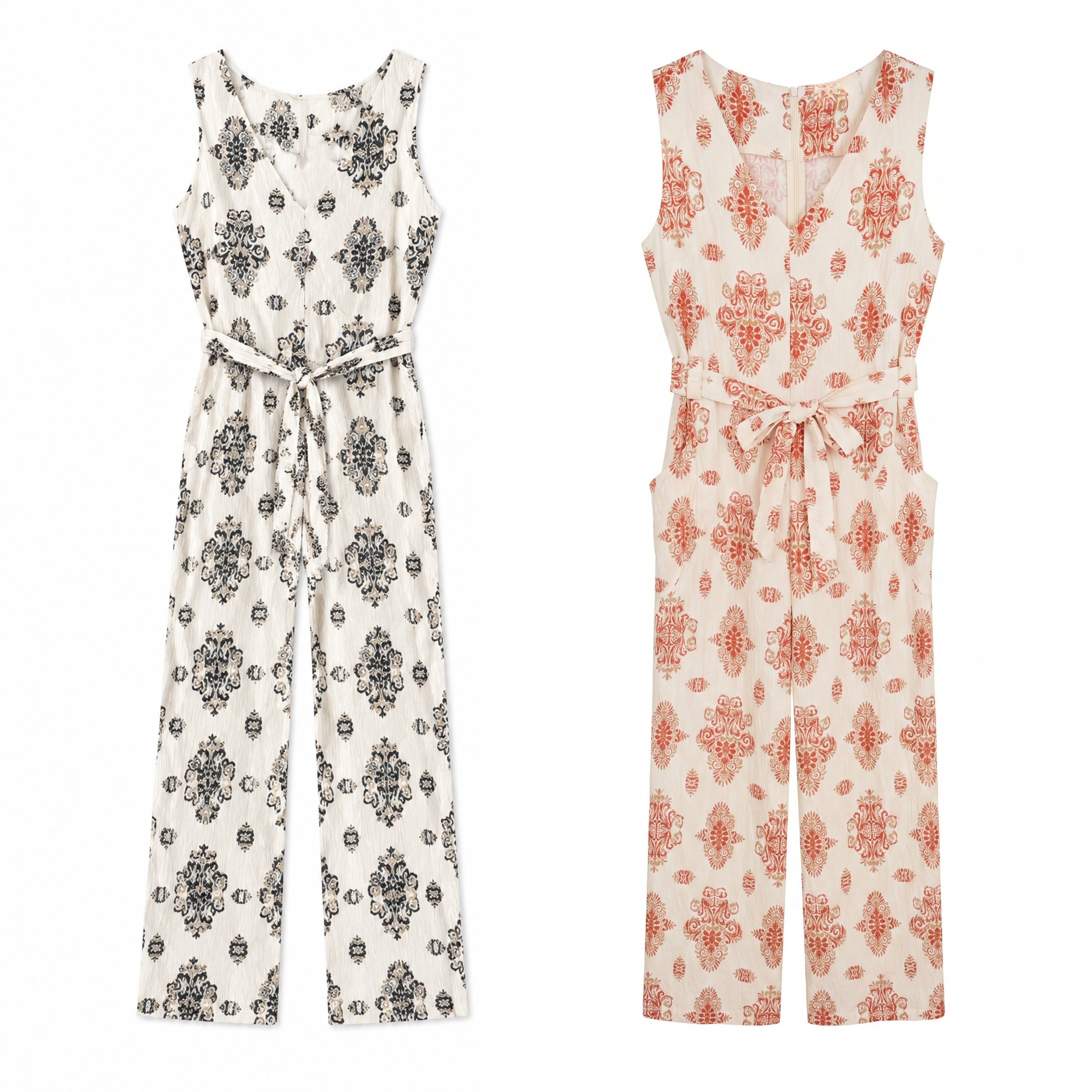 Women's Boho Floral Sleeveless Maxi Dress - Drawstring Waist Flowy Gown   AN-121004