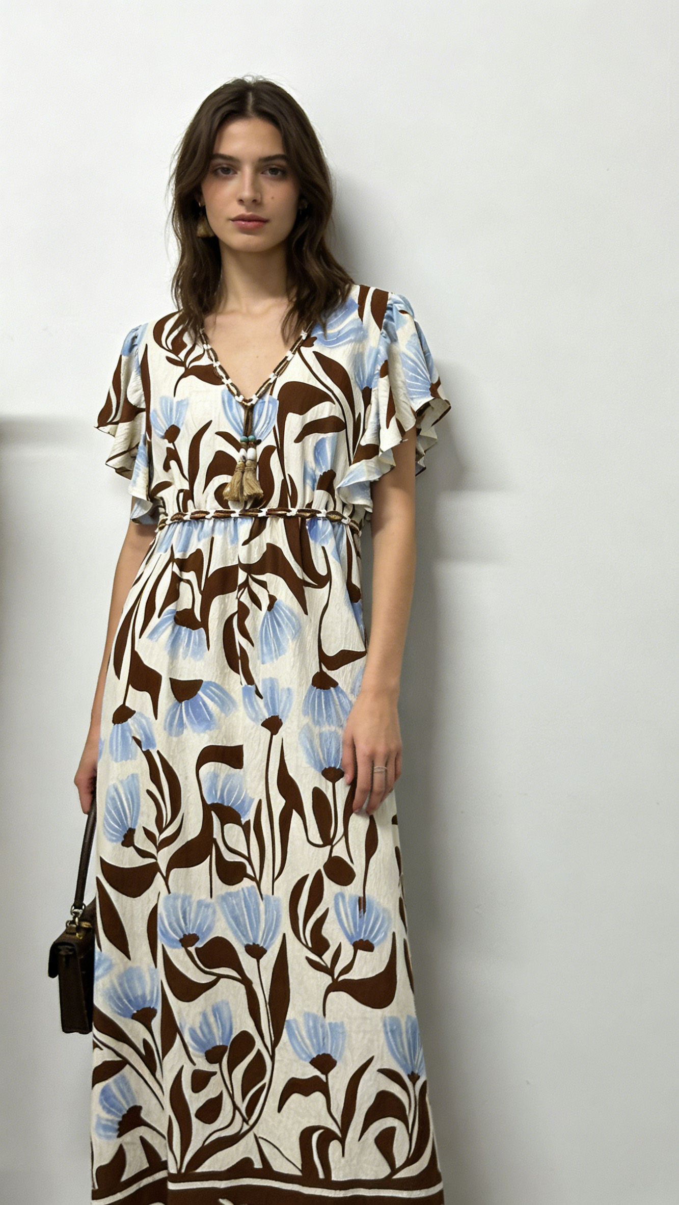 Women Boho Floral Ruffle Maxi Dress Resort Wear C-42532