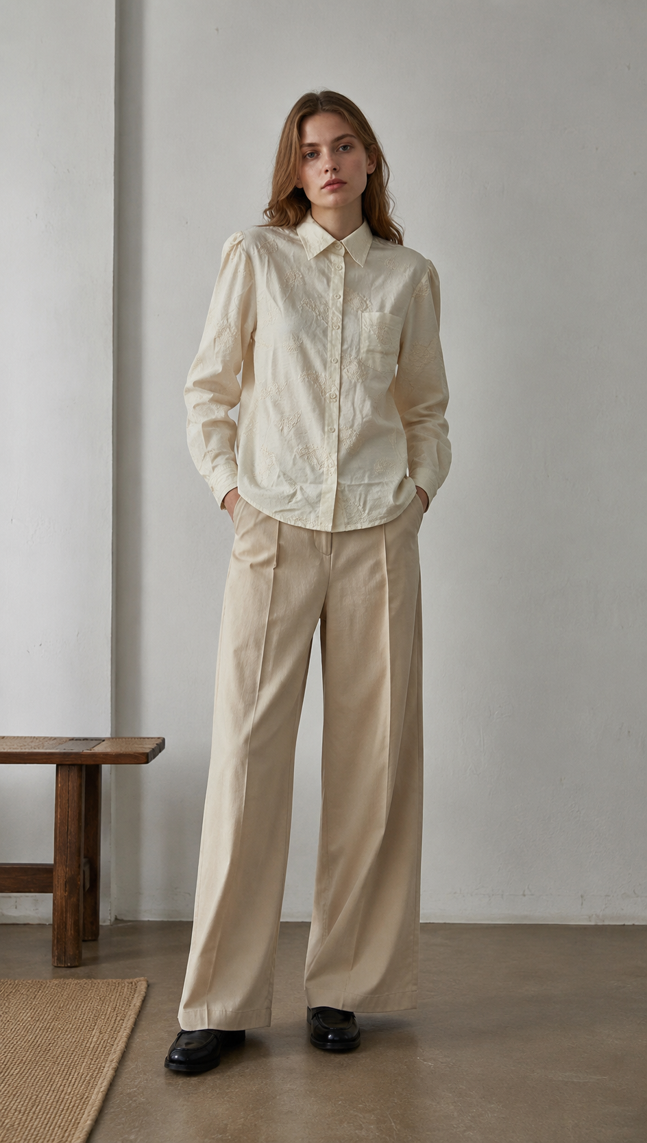 Paisley Embroidered Long-Sleeve Button-Up Shirt AN-121020