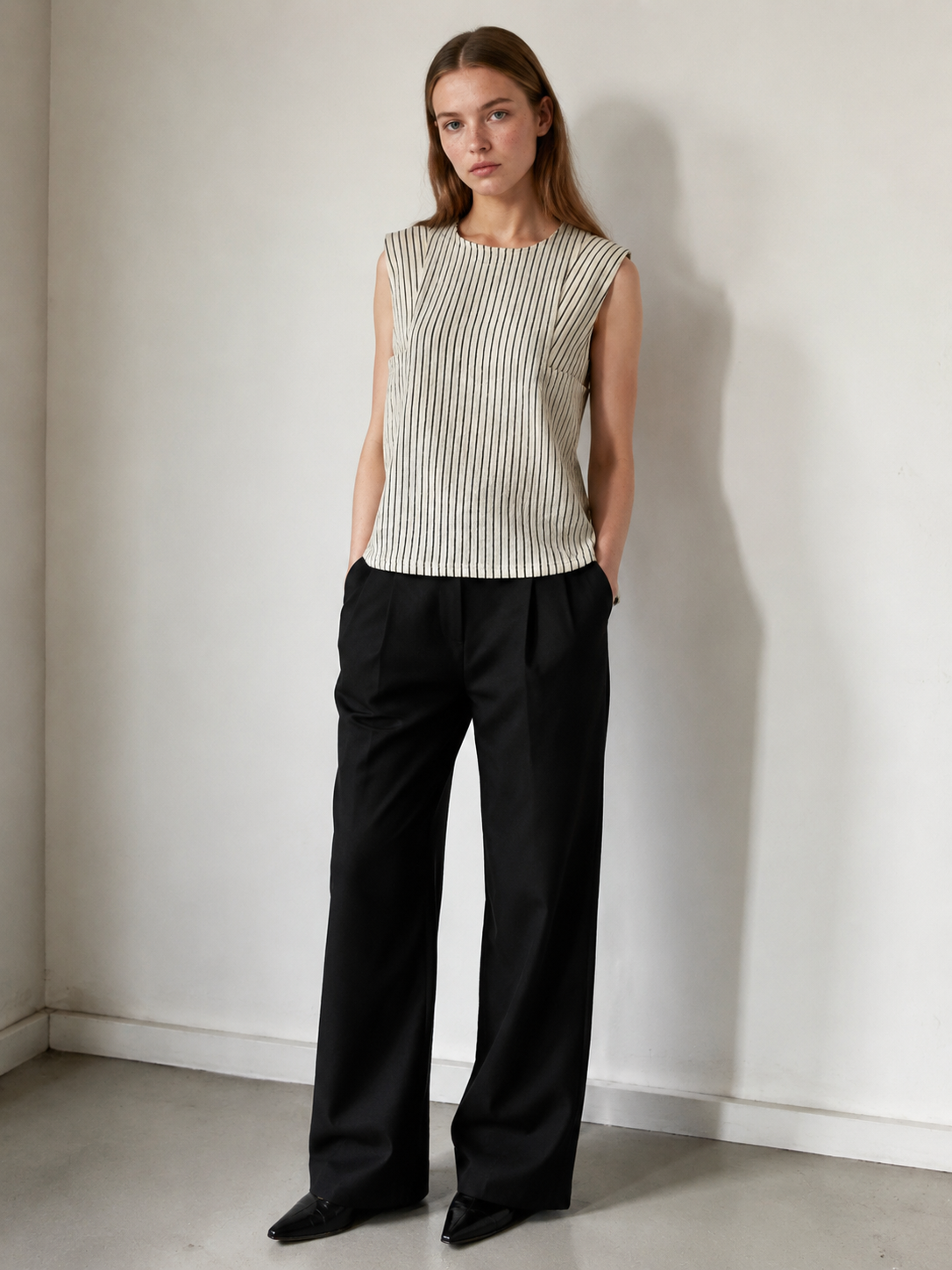 Classic Striped Sleeveless Top - High-Waisted Pairing Essential  D-42219