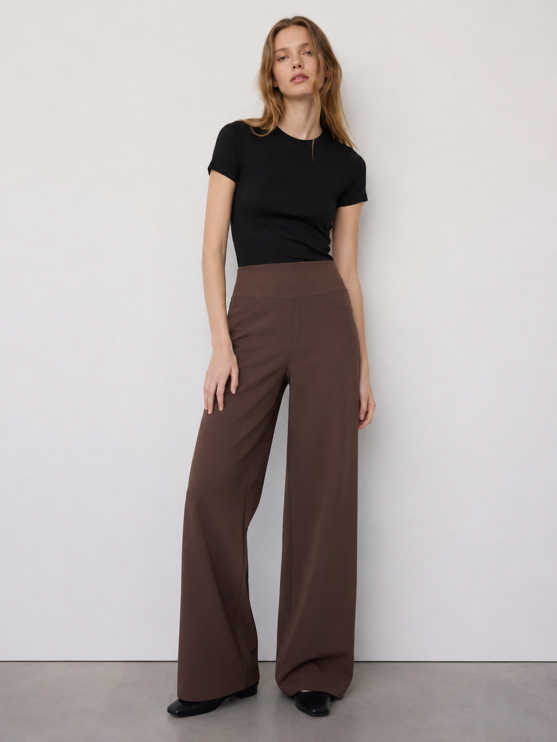 Elegant Brown High Waist Wide Leg Pants - Premium Everyday Bottoms XW-26911