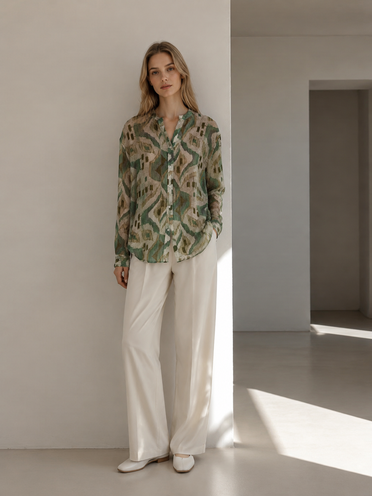 Oversized Boho Print Blouse Women’s Long Sleeve Shirt AN-121010