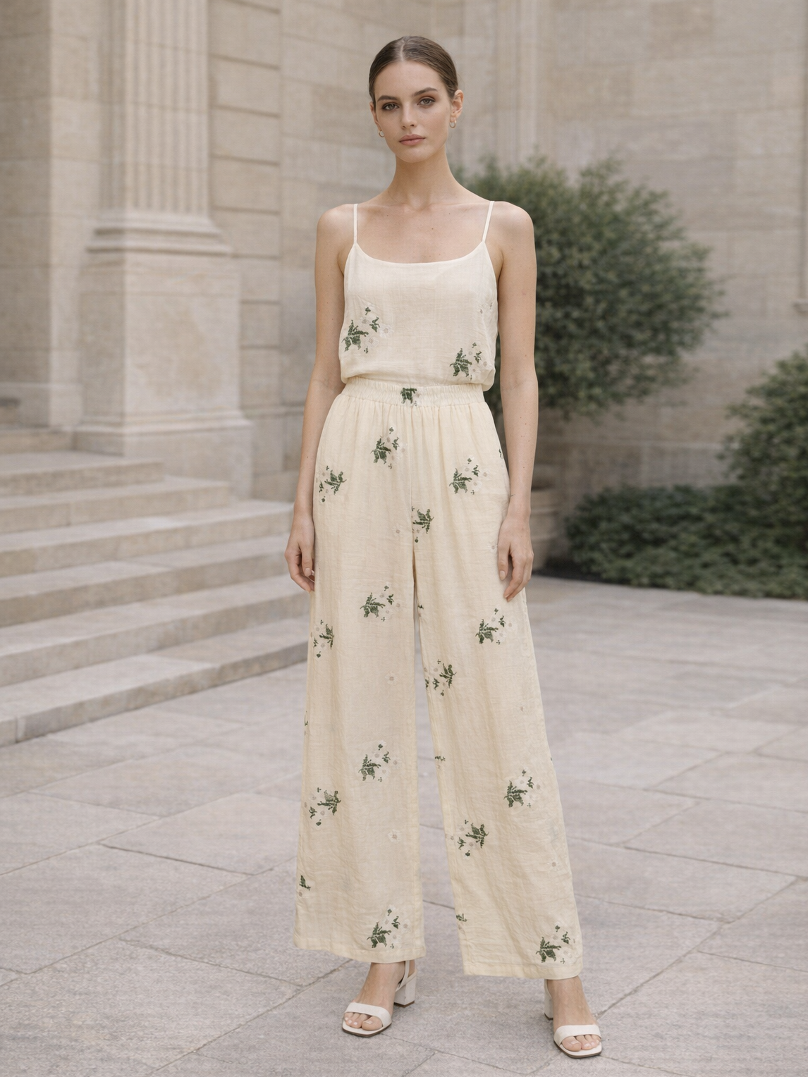 Women’s Embroidered Wide Leg Resort Pants AN-620045