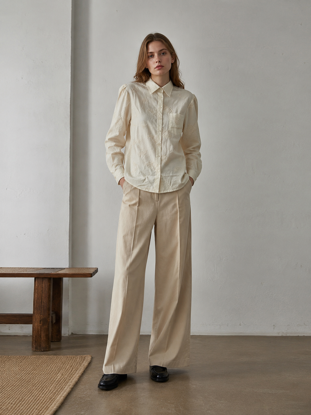 Paisley Embroidered Long-Sleeve Button-Up Shirt AN-121020