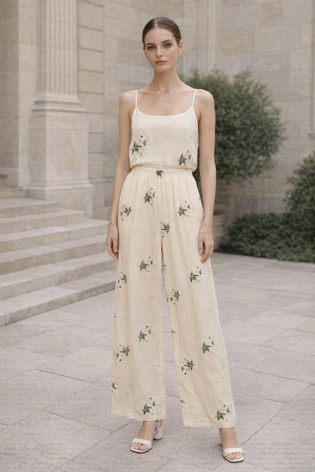 Women’s Embroidered Wide Leg Resort Pants AN-620045