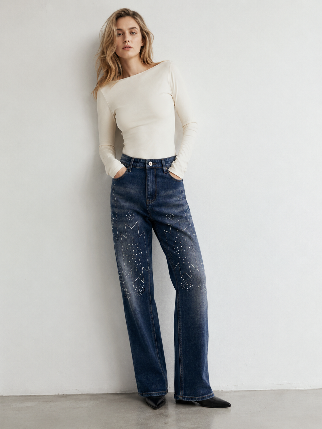 Women’s Streetwear Sparkly Denim Pants ZY6066