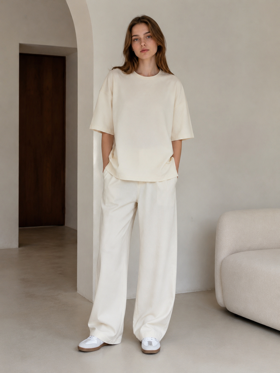 Women’s Oversized Solid Half Sleeve Casual T‑Shirt AN-750001