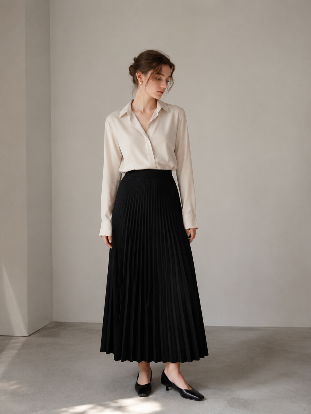 Women’s High Waist Pleated Midi Chiffon Skirt LA-030401