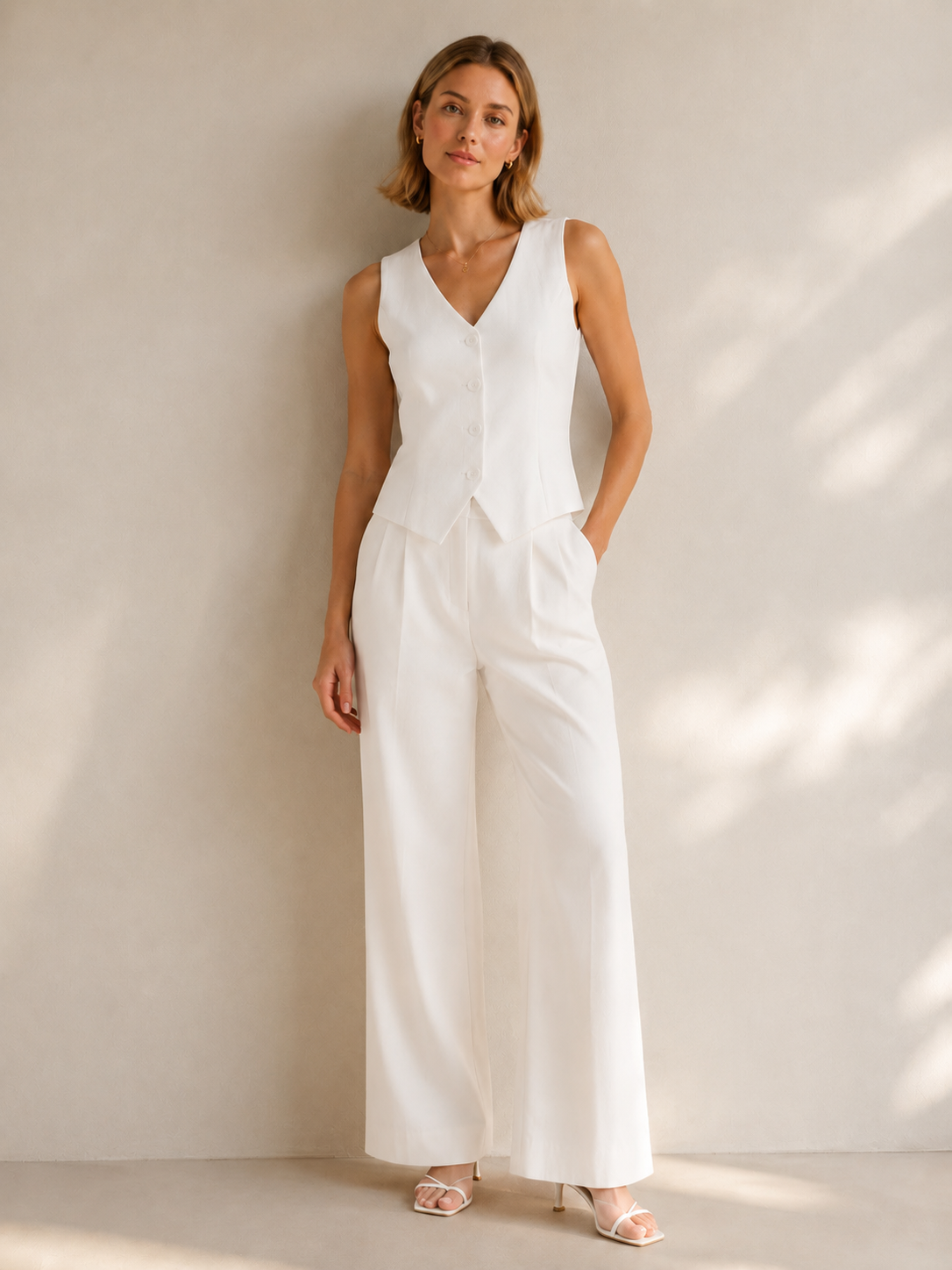 Women’s Minimalist V-Neck Tailored Vest Top C-42778