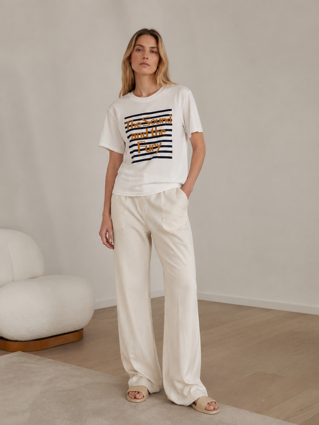 Women's Striped Slogan Graphic T-Shirt 1535