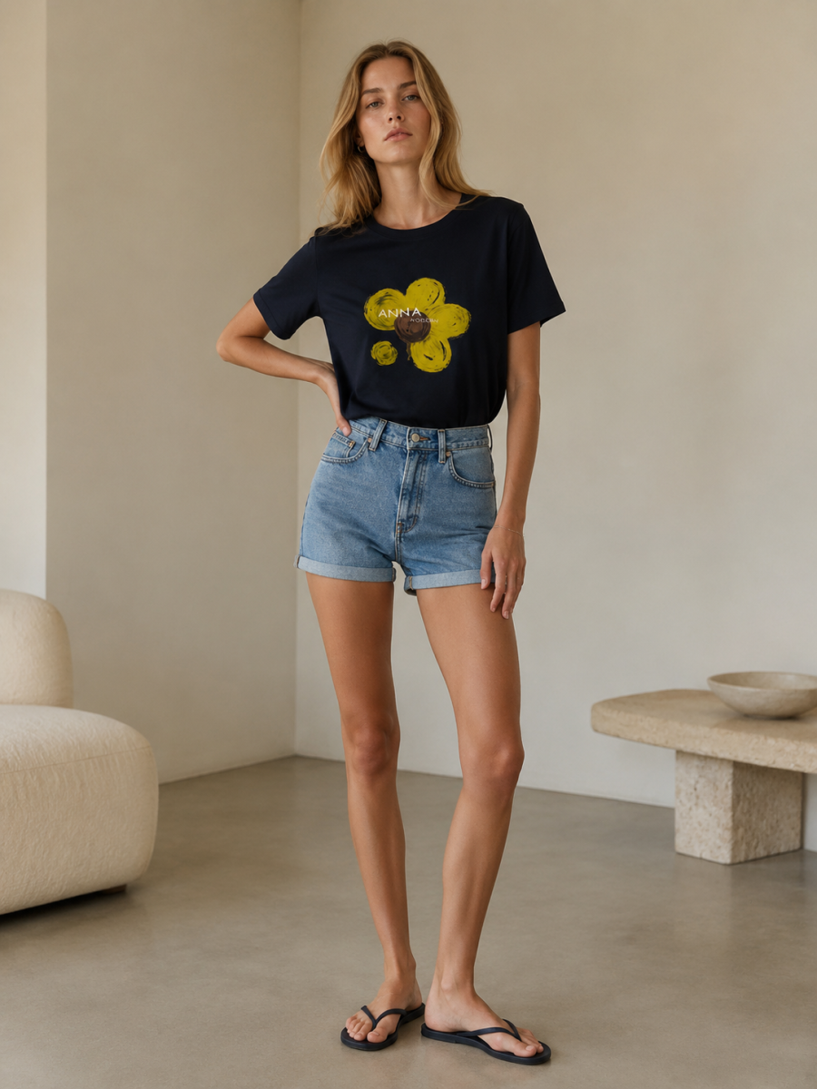 Women's Yellow Flower Graphic T-Shirt 2902