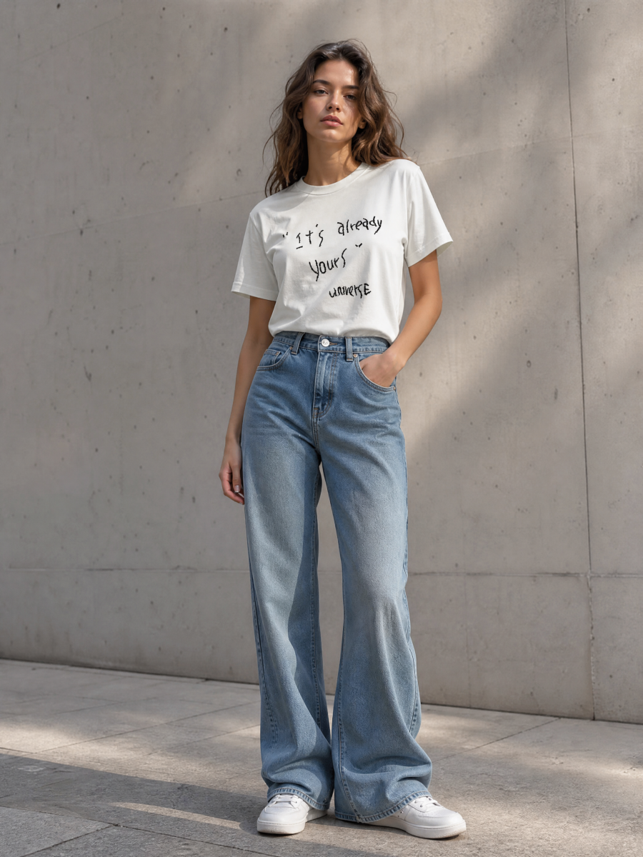 Women's Minimal Slogan Graphic T-Shirt 9100