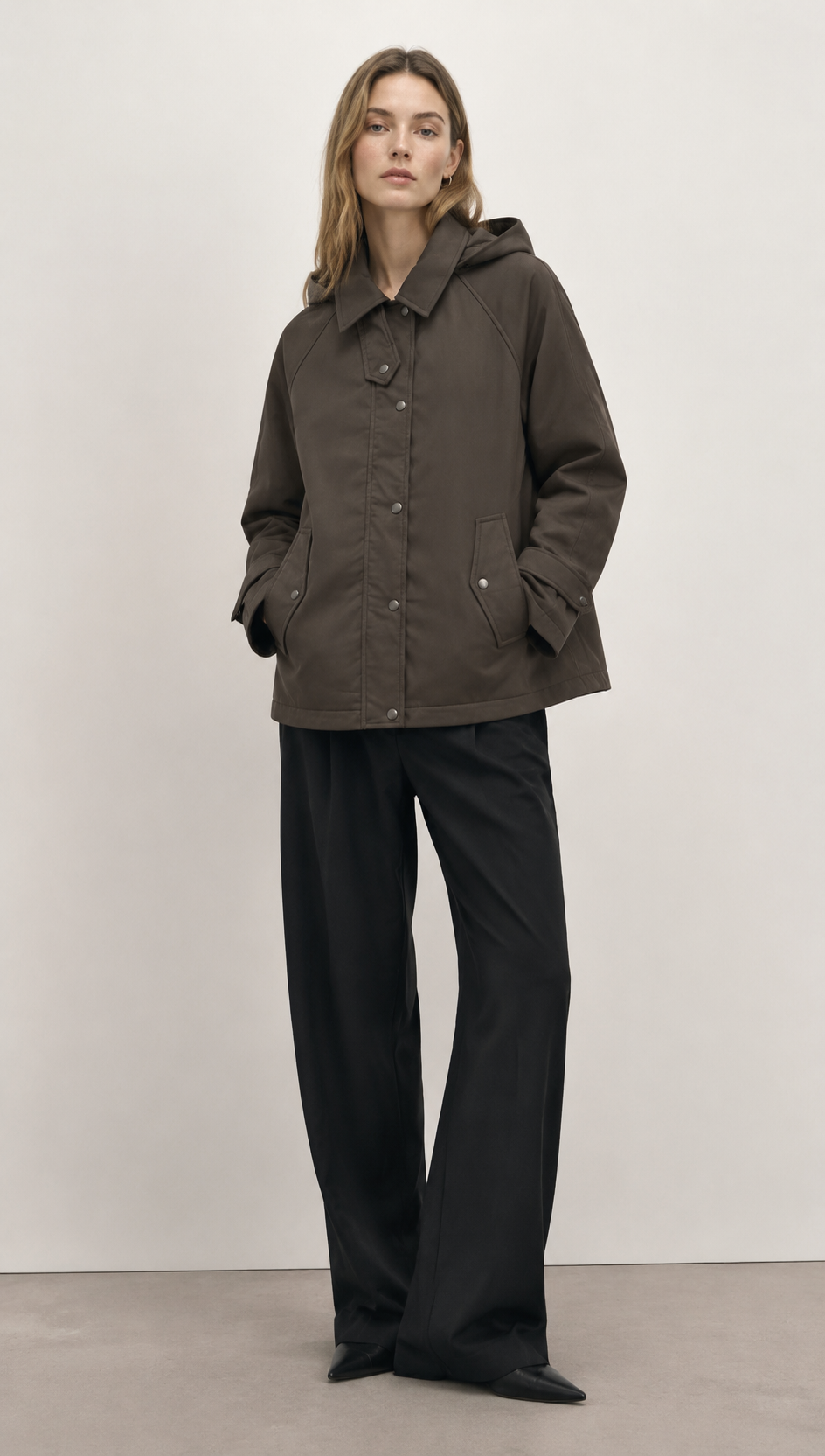 Brown Detachable Hooded Parka Jacket - Casual Outerwear WC-009