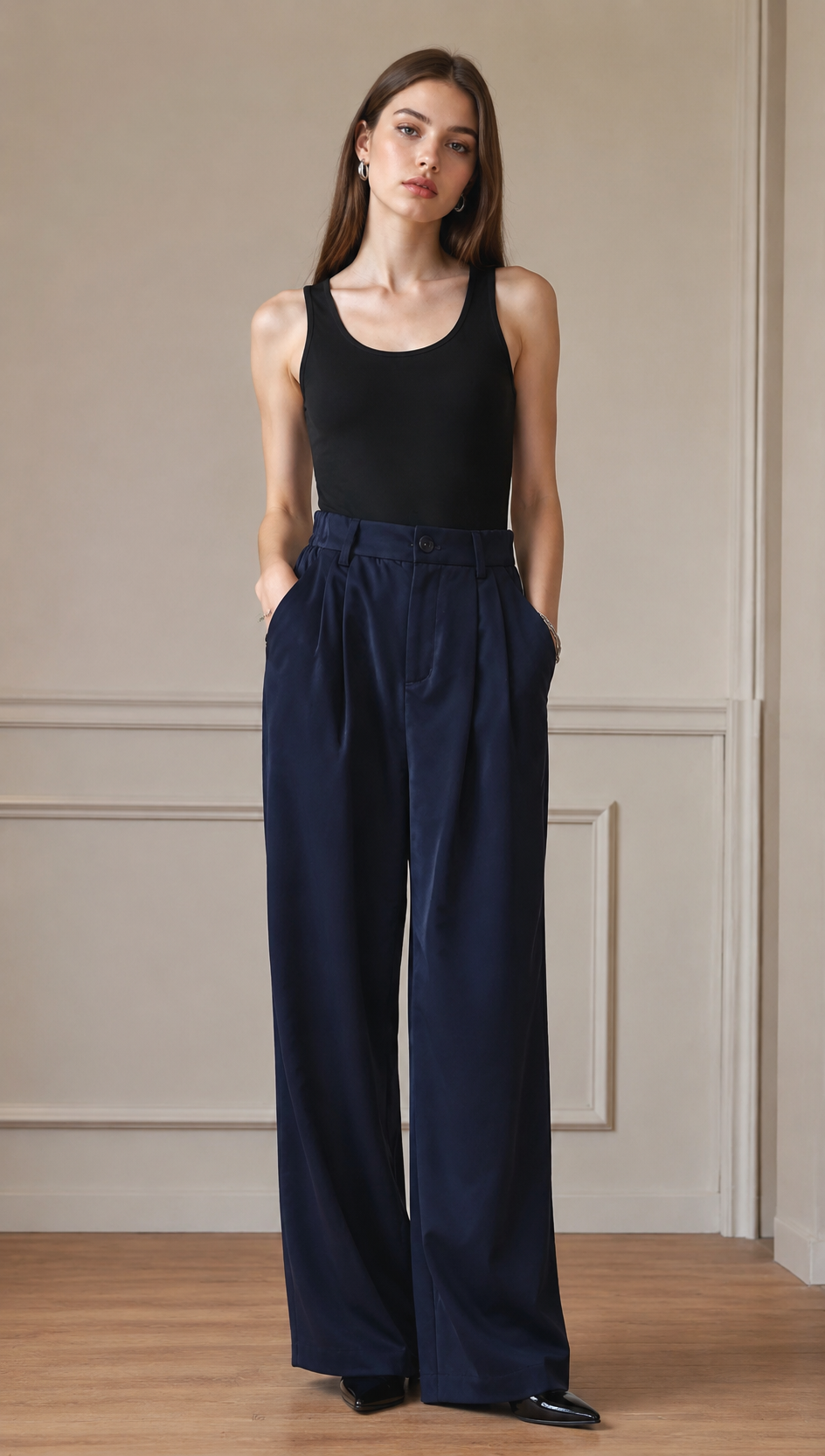 Women's Satin Wide-Leg Trousers AN-620017