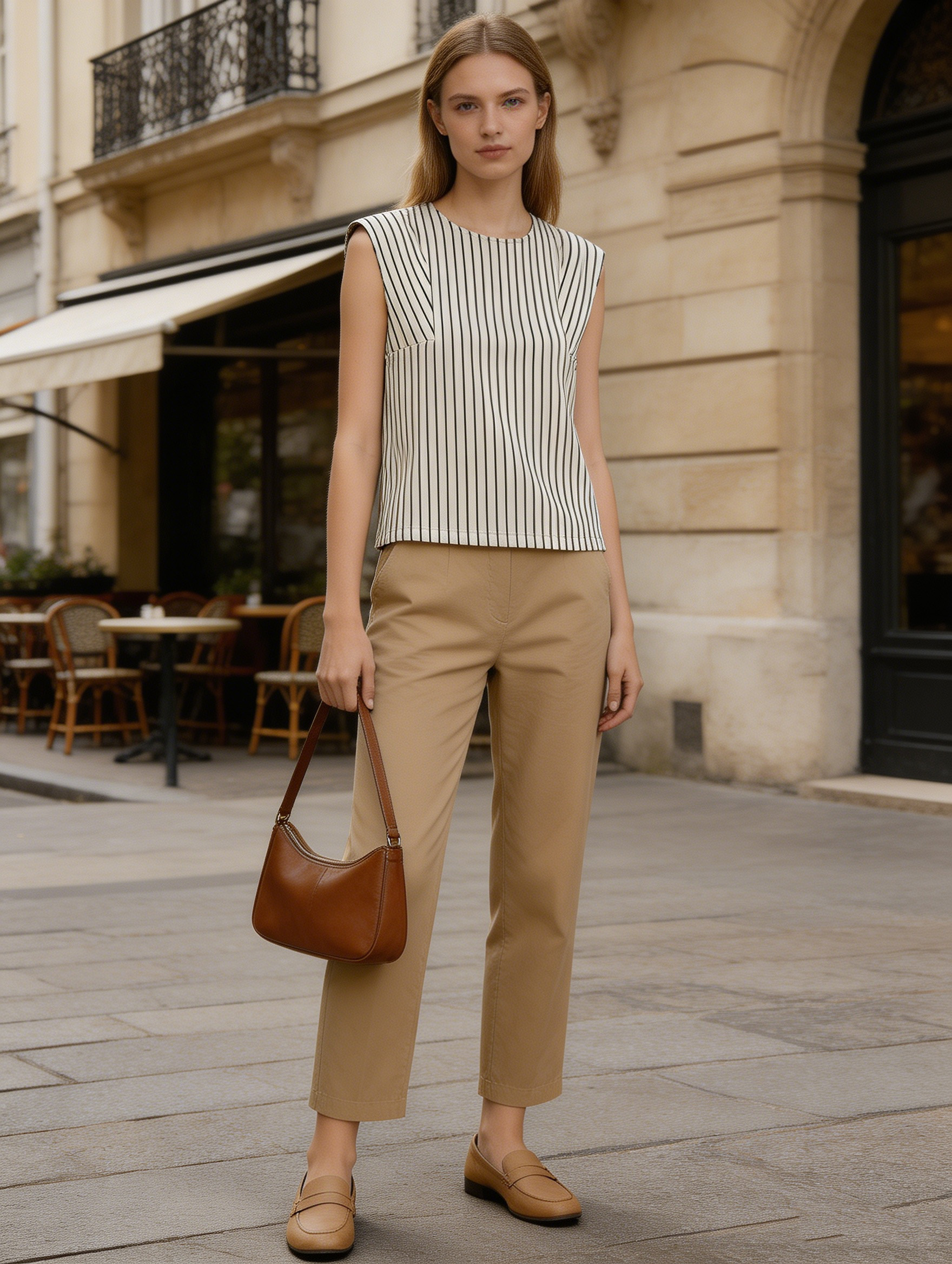 Classic Striped Sleeveless Top - High-Waisted Pairing Essential  D-42219