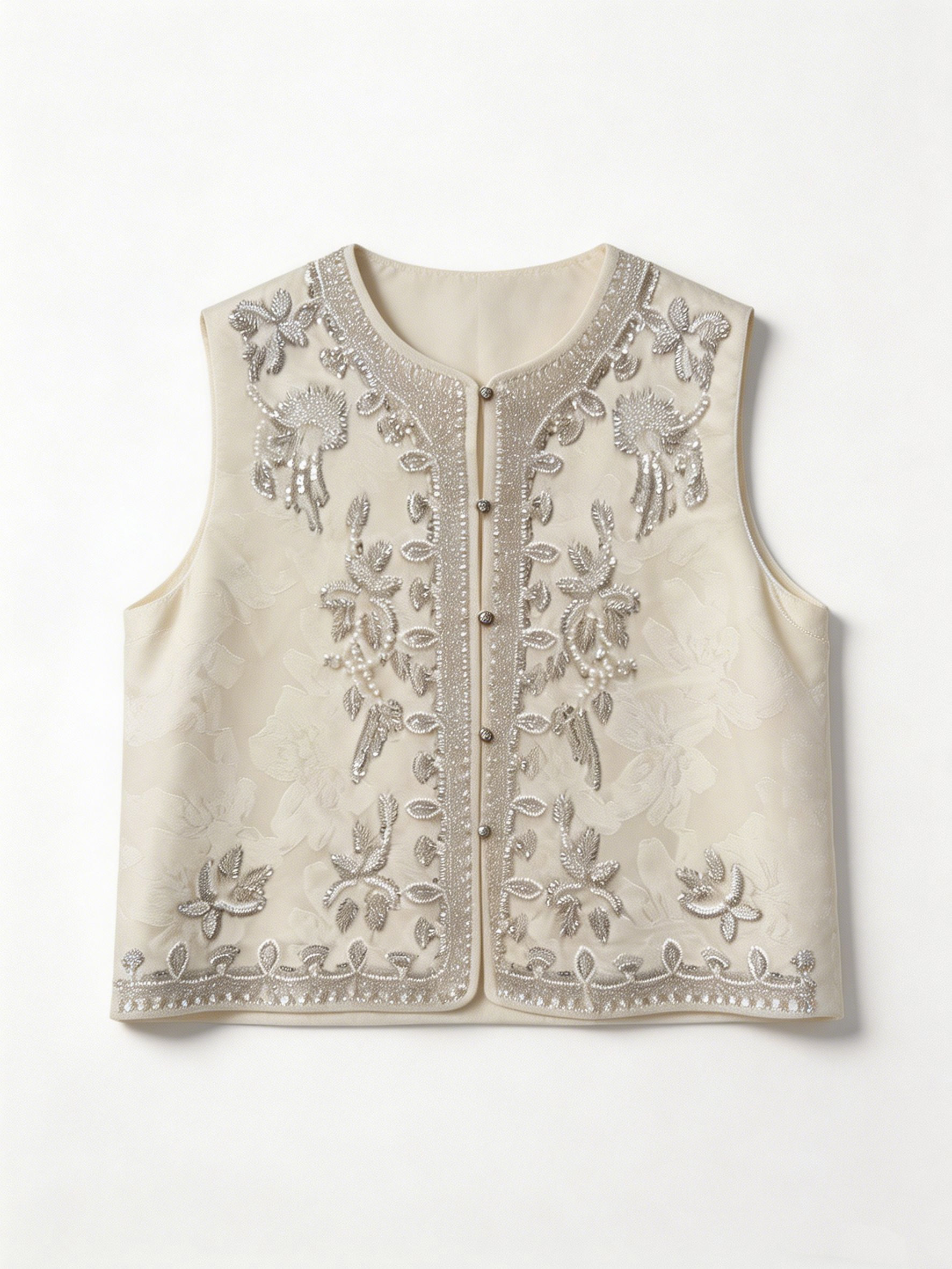 Women’s Beaded Floral Embellished Sleeveless Vest LA-030405
