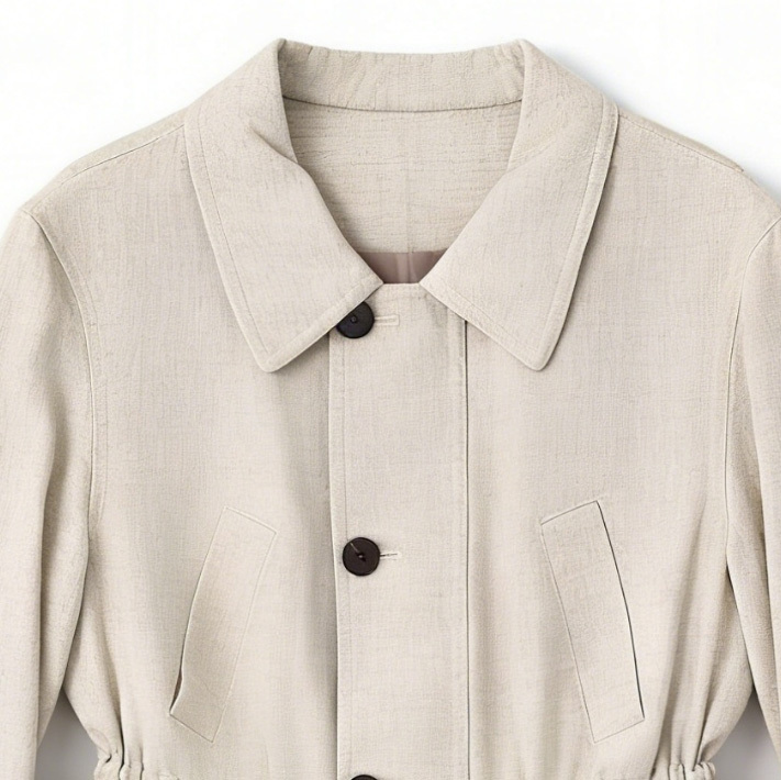 Minimalist Linen Cinched Waist Shacket C-41530