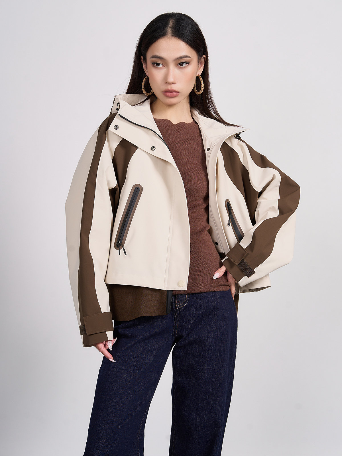 Contrast Color Casual Jacket