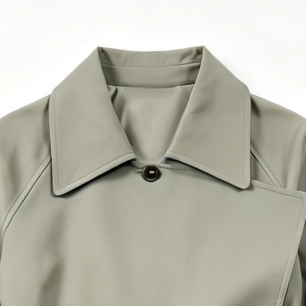 Minimalist Sage Green Midi Trench - Belted Wrap Relaxed Fit Coat  57790