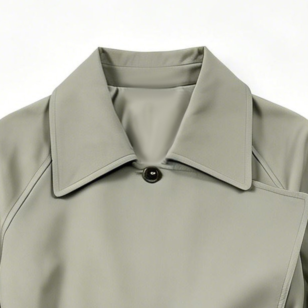 Minimalist Sage Green Midi Trench - Belted Wrap Relaxed Fit Coat  57790