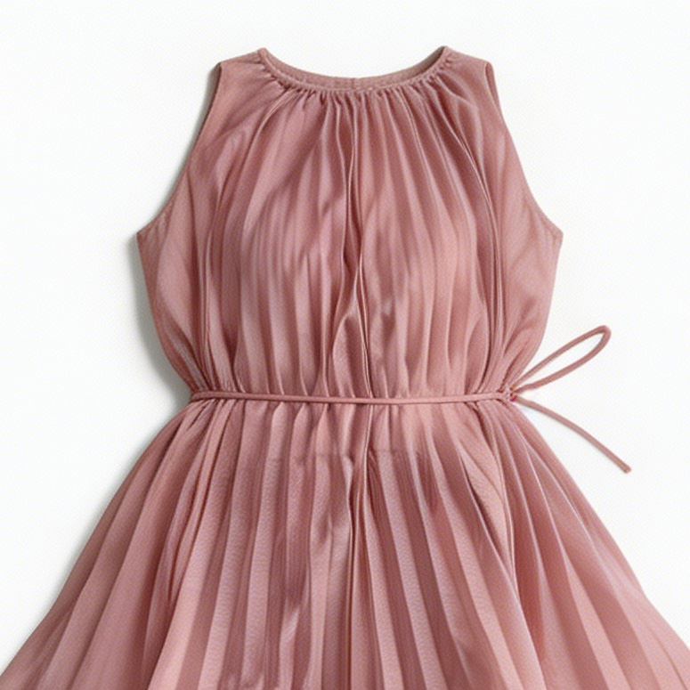 Pink Halter Neck Tiered Pleated Maxi Dress - Elegant Party Dress 5253