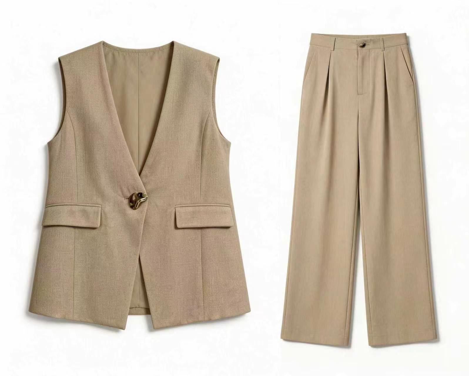 Trending Linen-Blend Waistcoat Suit for Women - Office Wear C-43040+C-43041