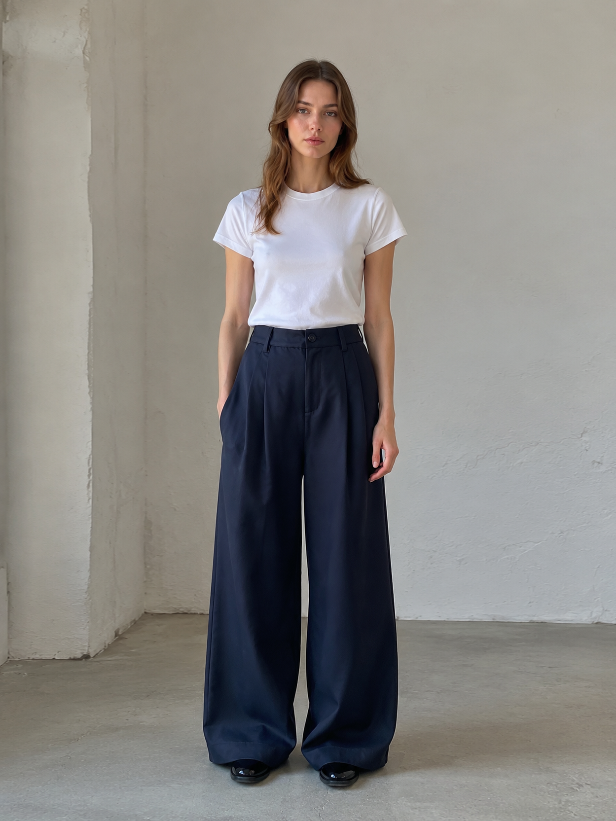 Women's Satin Wide-Leg Trousers AN-620017