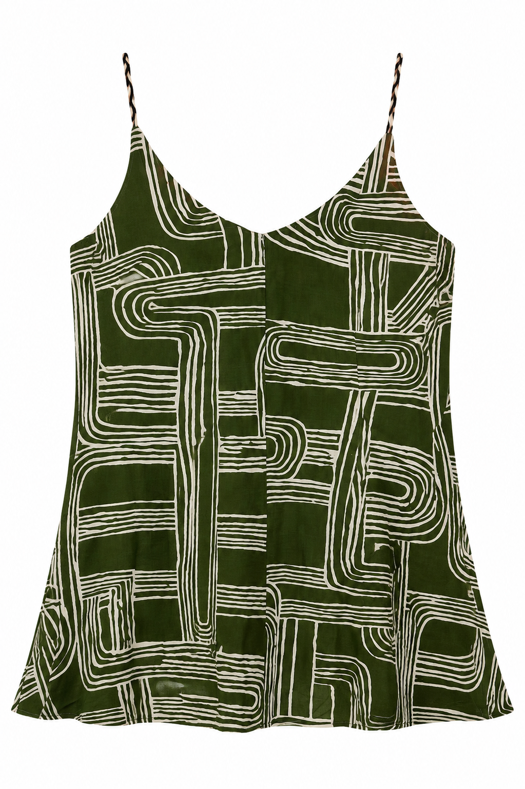 Women’s Geometric Print Spaghetti Strap Cami Top with Ruffle Hem 28011