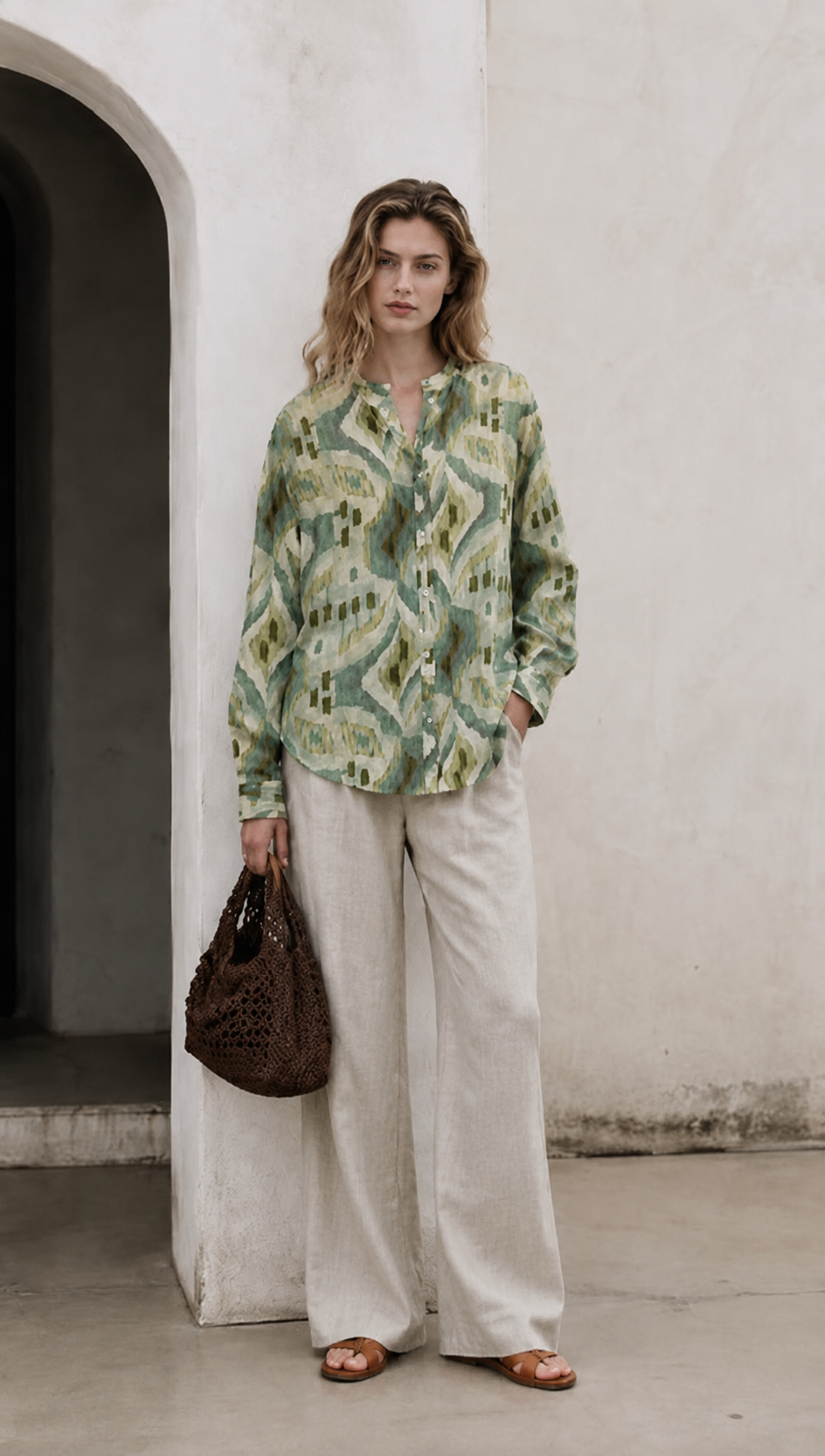 Oversized Boho Print Blouse Women’s Long Sleeve Shirt AN-121010