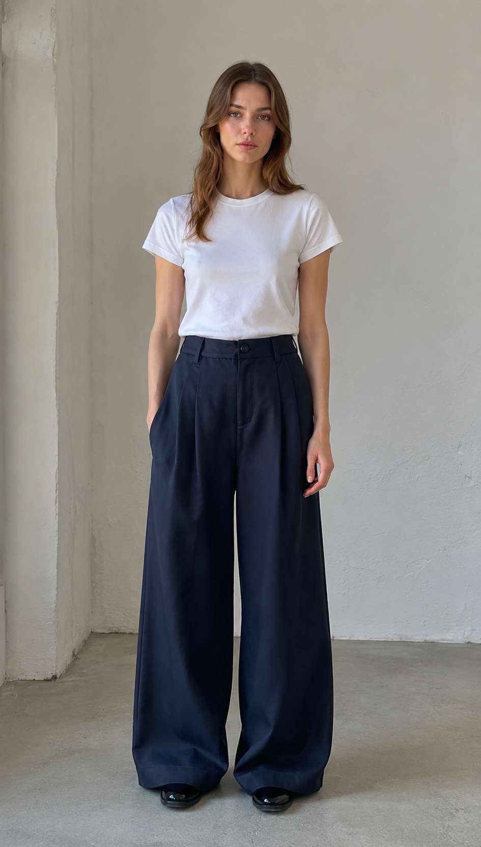 Women's Satin Wide-Leg Trousers AN-620017