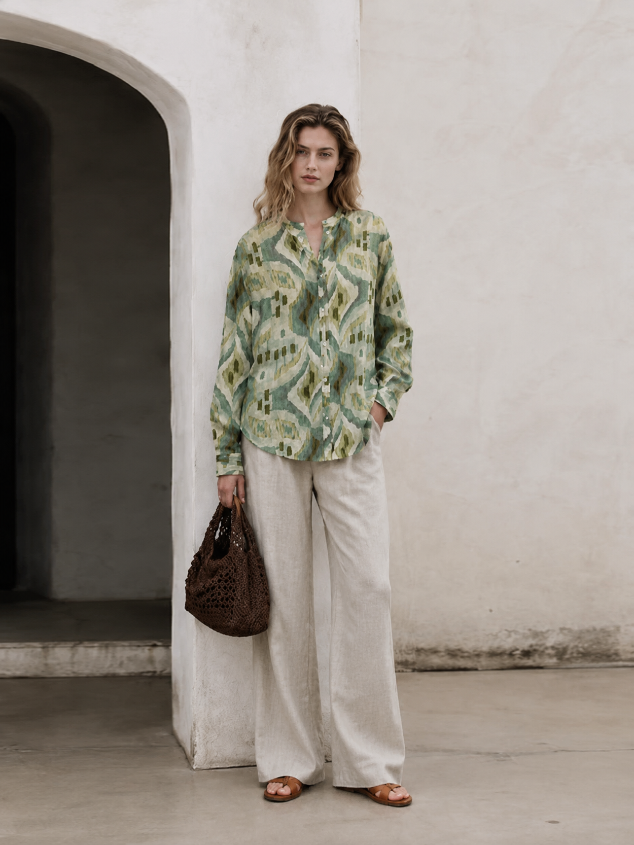 Oversized Boho Print Blouse Women’s Long Sleeve Shirt AN-121010