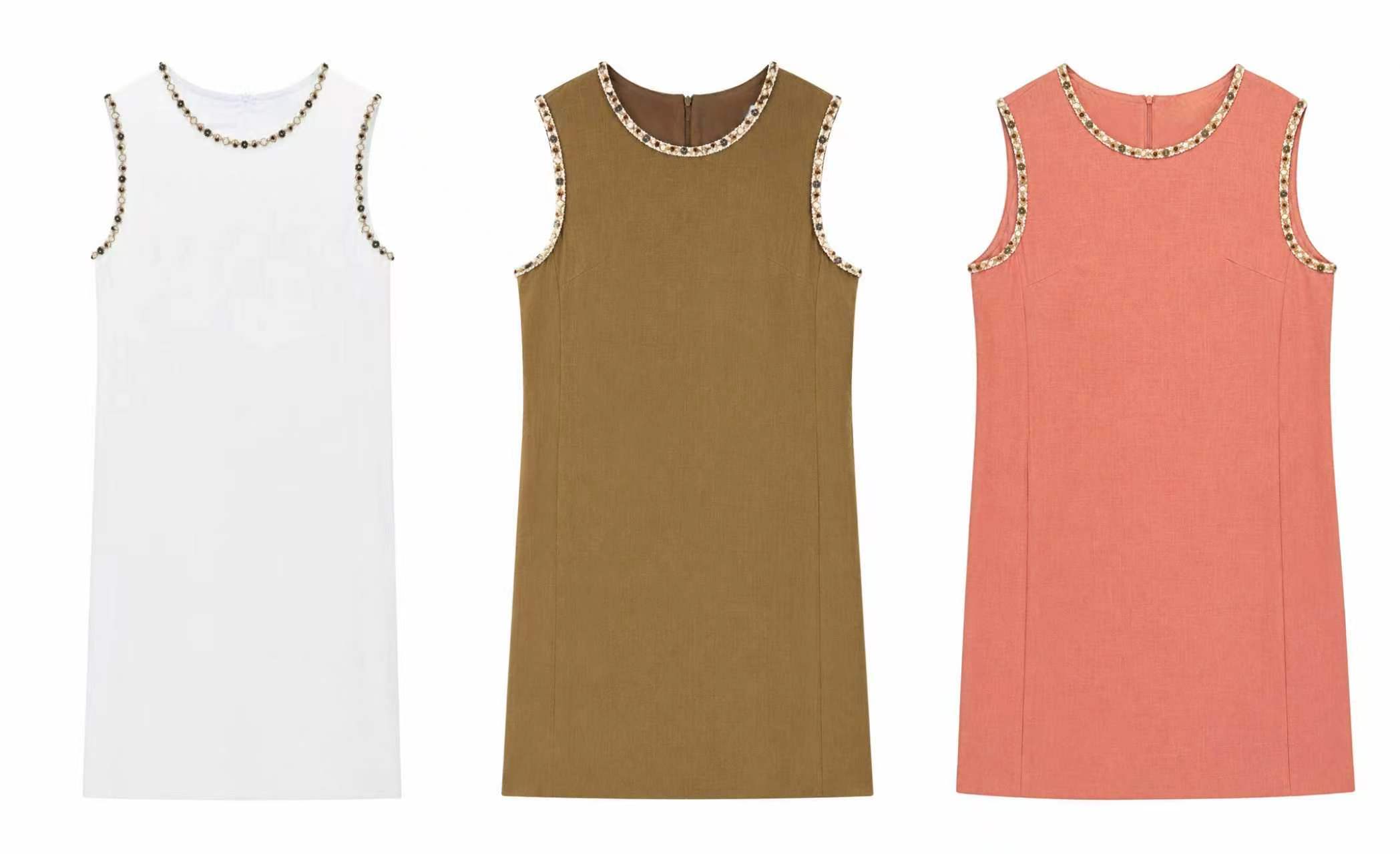 Women’s Sleeveless Top with Beaded Trim AN-680002
