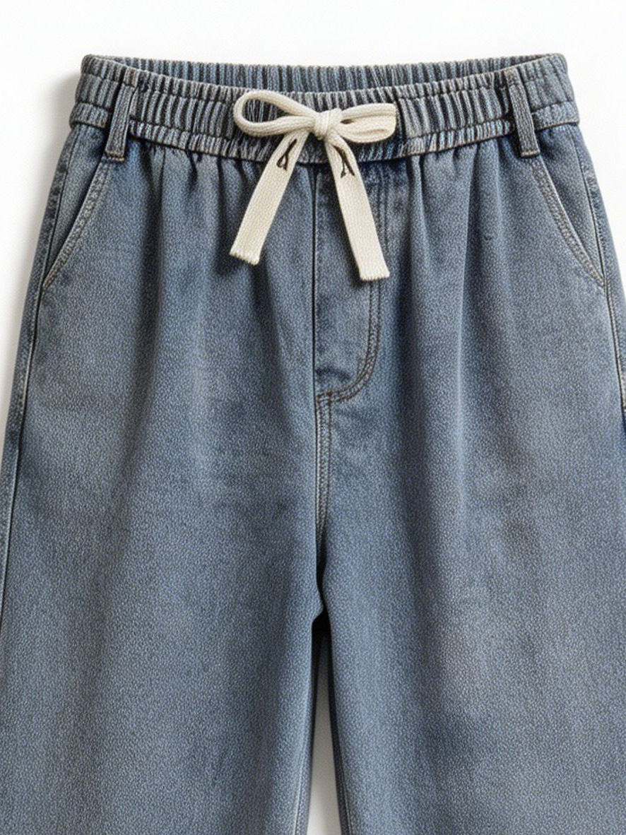 Casual Clean Wash Pull-On Elastic Waist Denim Trousers Wholesale ZY6075