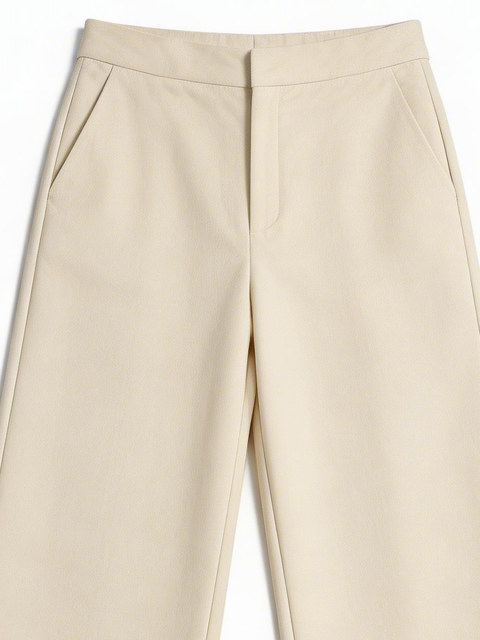 Women's Off-White Wide-Leg Trousers: Casual Chic High-Rise Pants A-50963