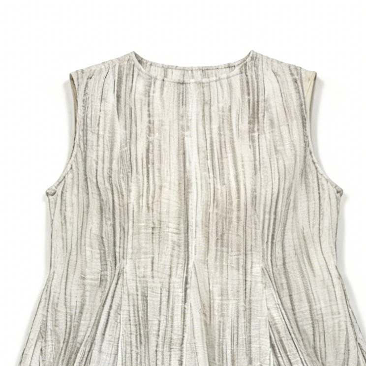 Striped Linen-Blend Sleeveless Top Wide Leg Pants Set - Casual Two Piece Outfit W-40584+W-40585