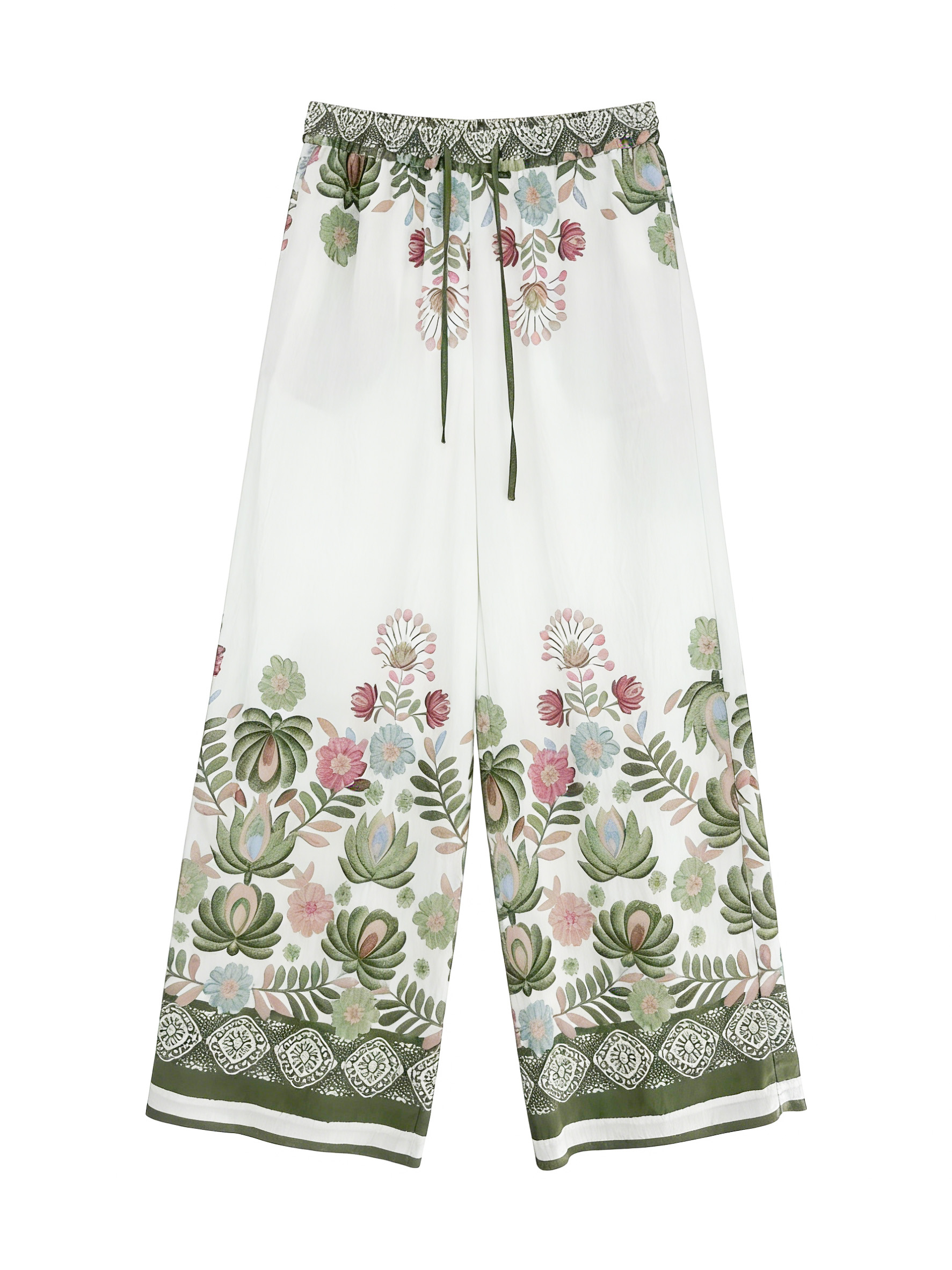 Boho Chic Floral Print Co-ord Set Sleeveless Top and Flowy Drawstring Trousers A-42535+A-42534