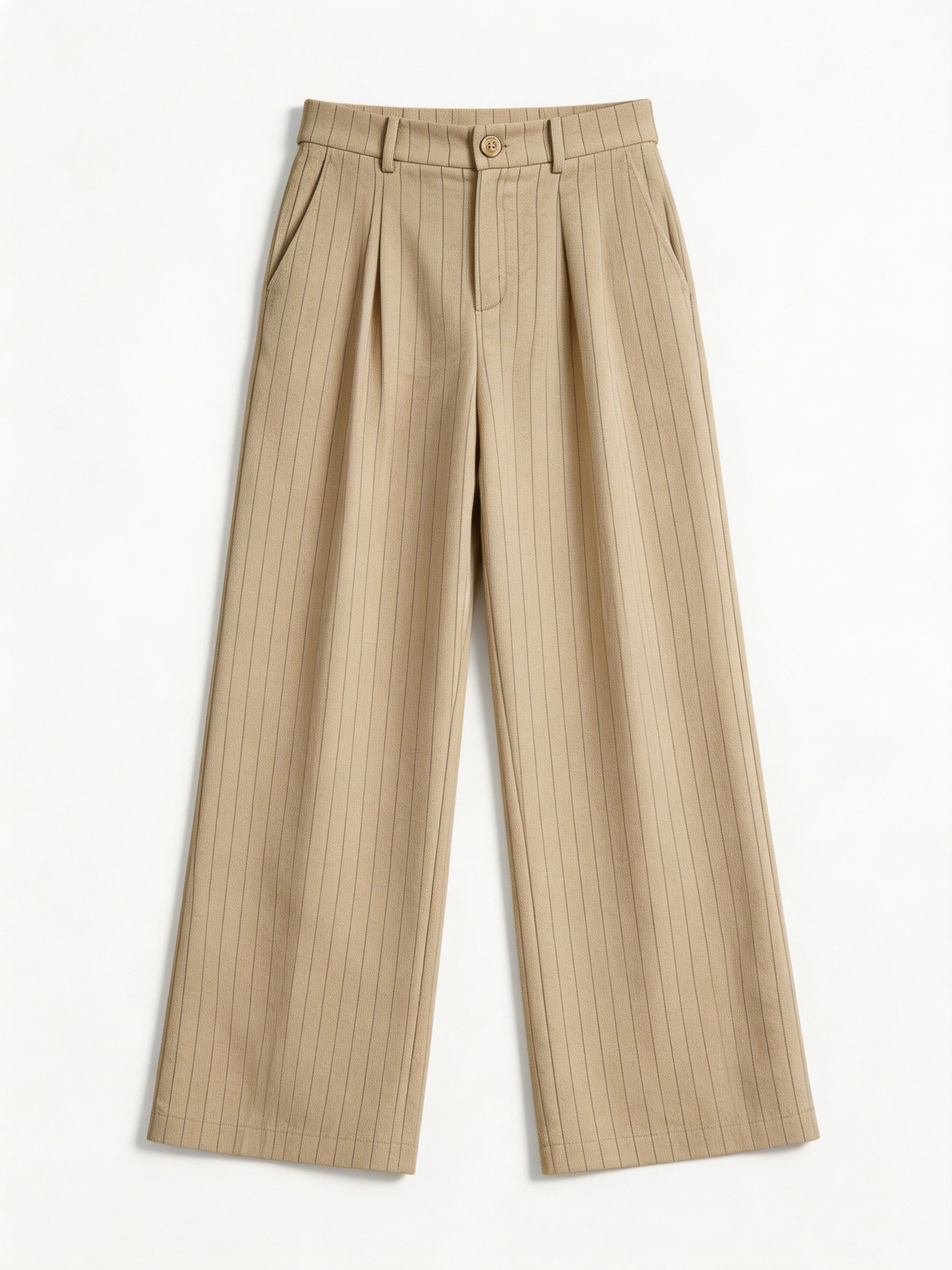 Trending Striped Linen-Blend Two-Piece Set for Women - Office Wear A-43189+A-43190