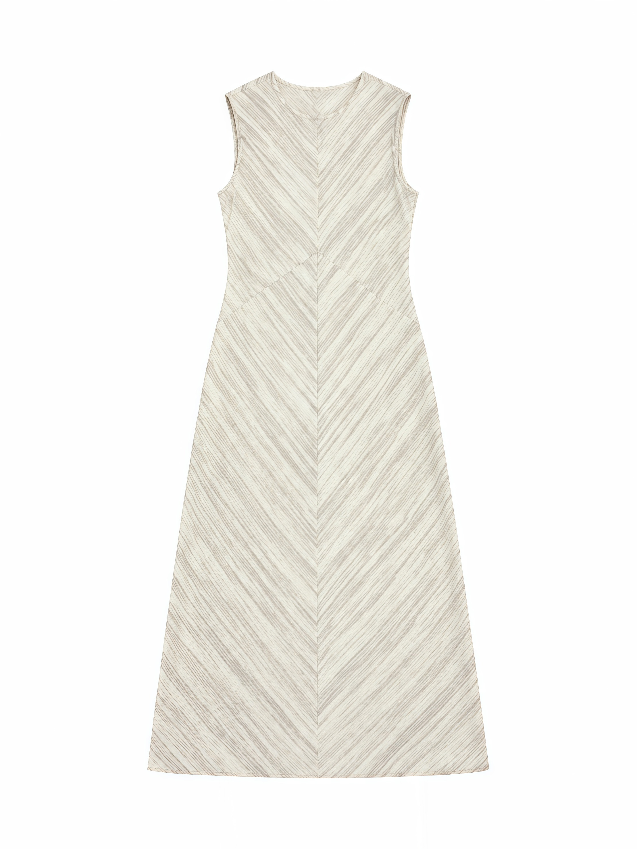 Women's White Textured Sleeveless Dress W-39915