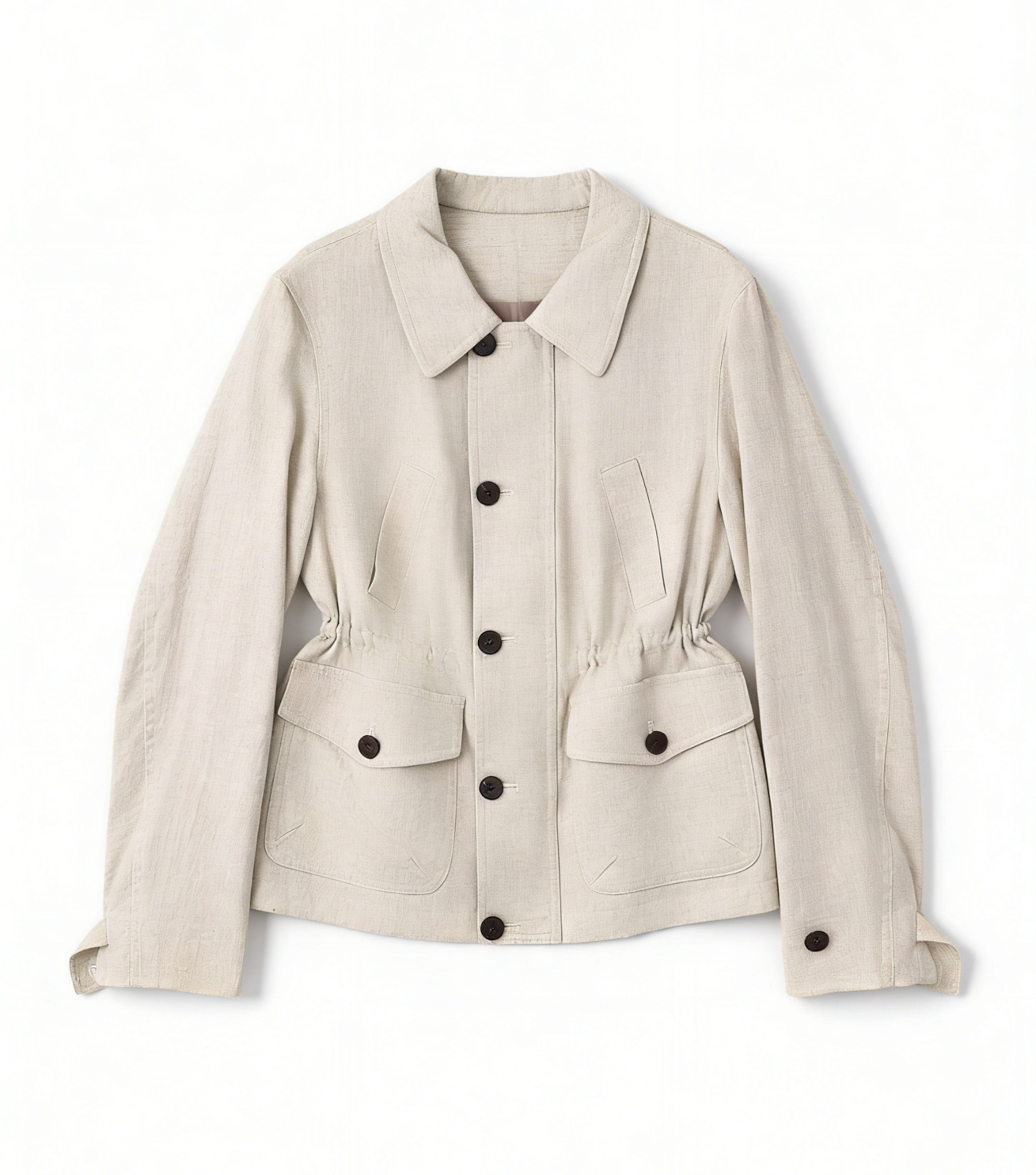 Minimalist Linen Cinched Waist Shacket C-41530