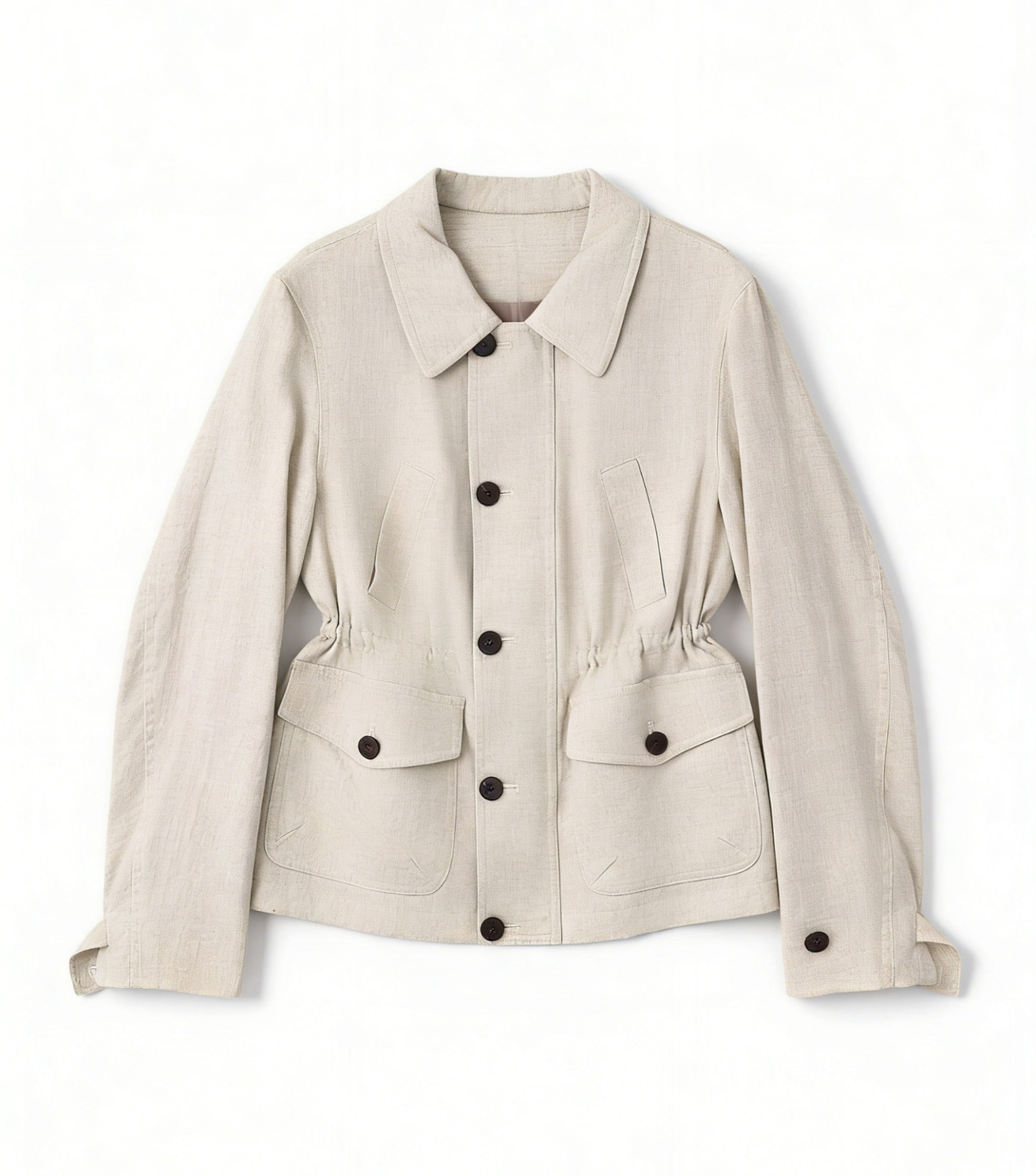 Minimalist Linen Cinched Waist Shacket C-41530