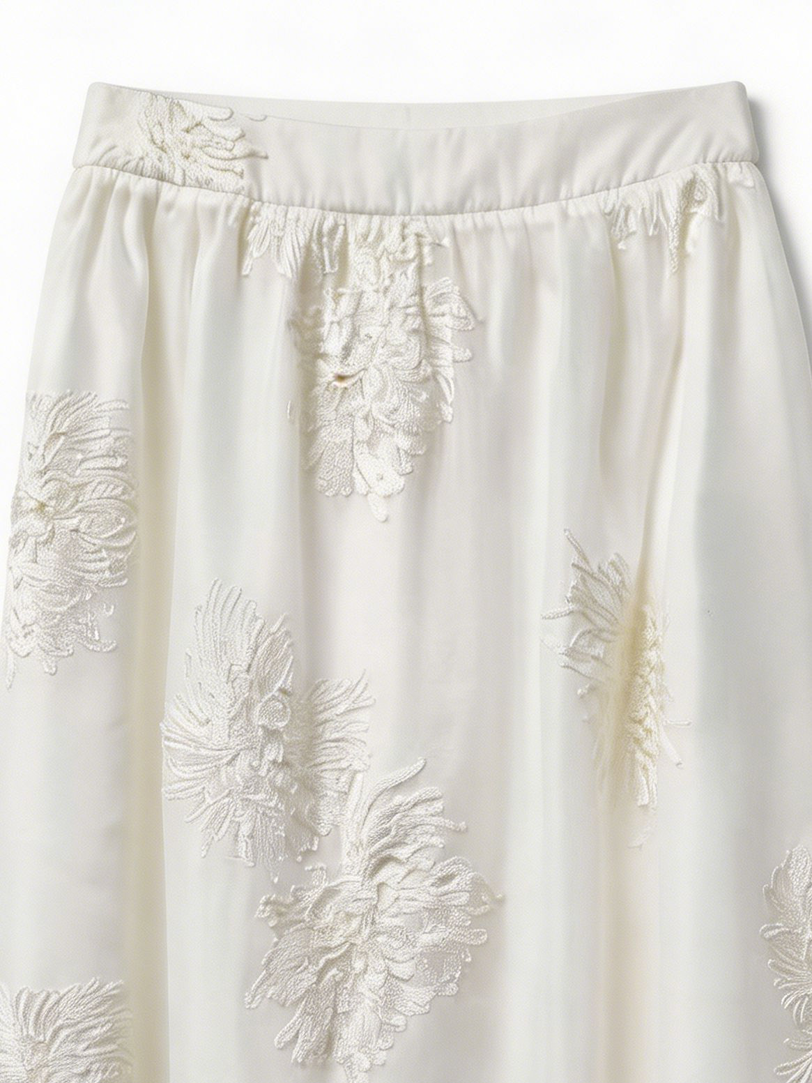 Summer casual set. A-Line Mesh Dress - White Feather Embroidered Tulle Dress C-42444