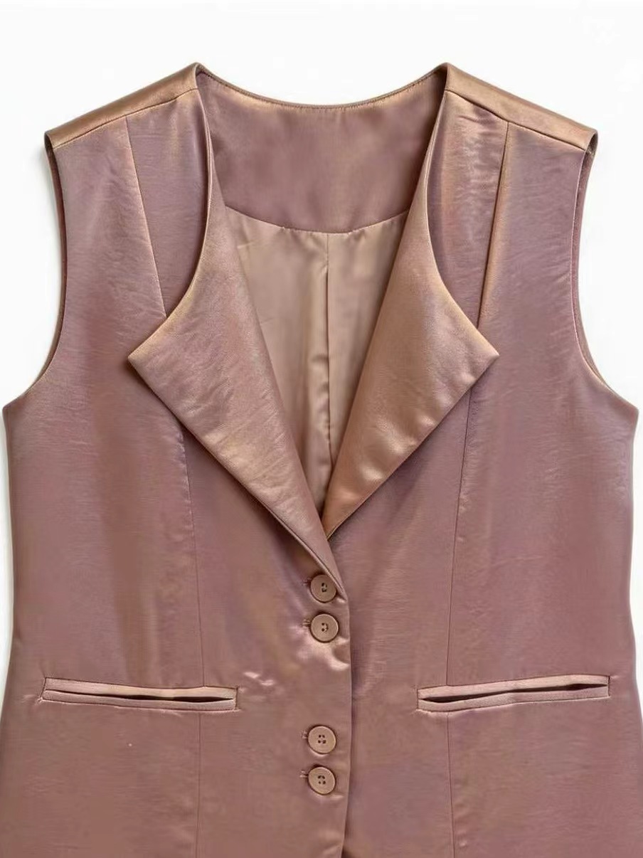Satin Tailored Single-Breasted Waistcoat AN-620016
