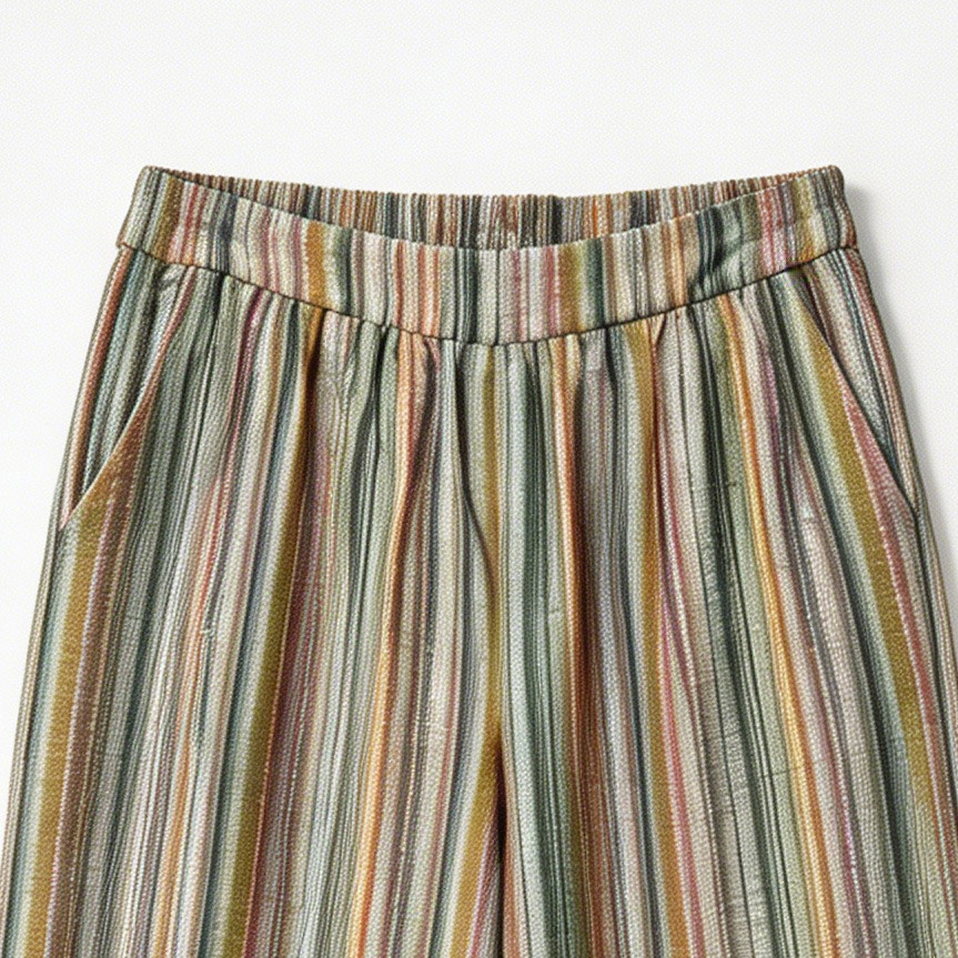 Elastic Waist Striped Wide Leg Pants - Versatile Boho Bottoms D-42124
