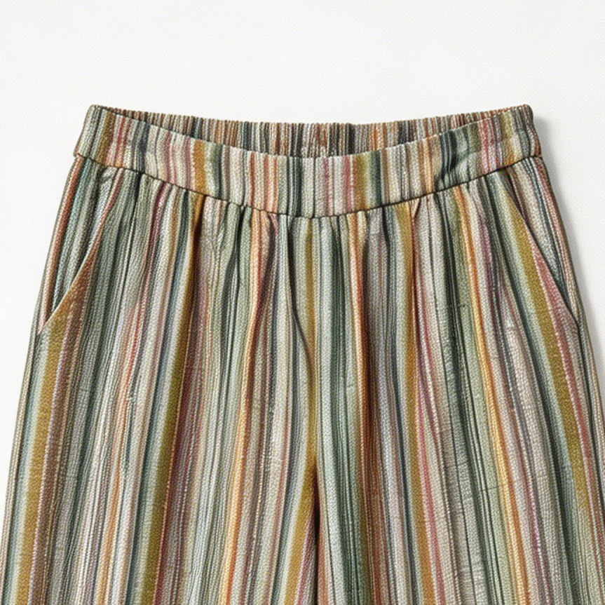 Elastic Waist Striped Wide Leg Pants - Versatile Boho Bottoms D-42124