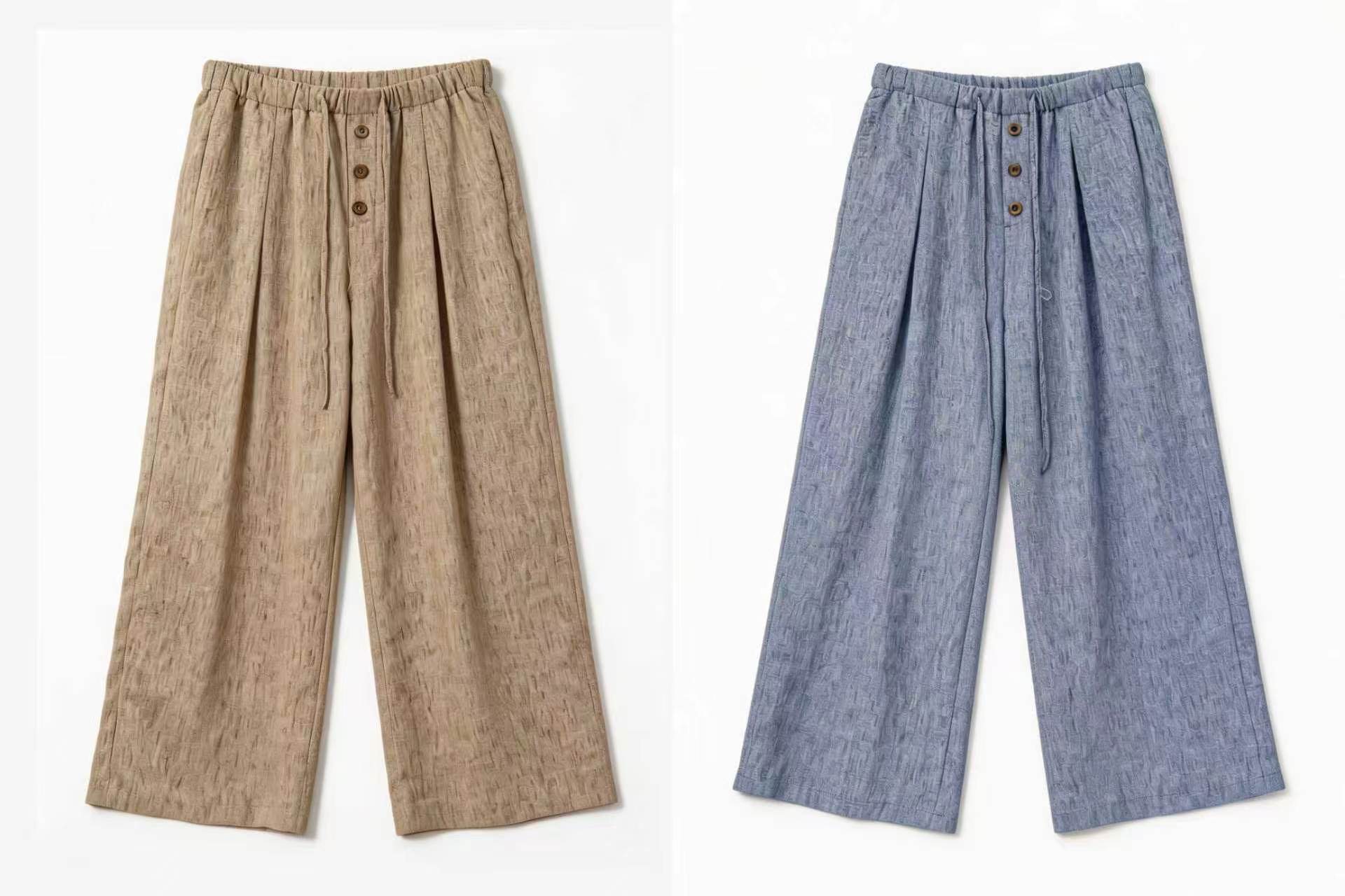 Women’s Casual Linen Elastic Waist Wide Leg Pants AN-760010